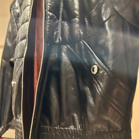 Sandro Smooth Black Leather Biker Jacket - Picture 3 of 9